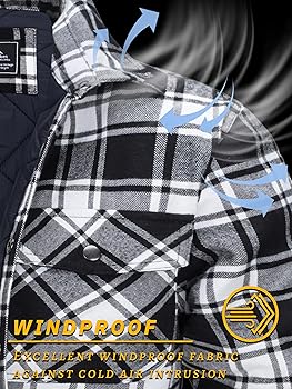 TACVASEN Shirt Jackets for Men Flannel Jacket Fleece Quilted